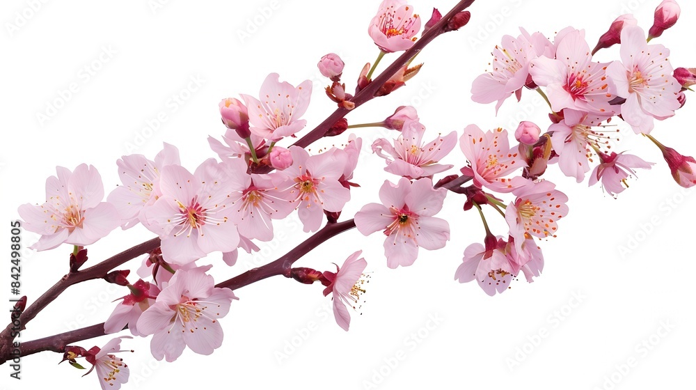 SakuraCherry blossom blooming in spring season isolated on white background : Generative AI SakuraCherry blossom blooming in spring season isolated on white background : Generative AI