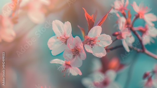 delicate flowers of pink sakura  Delicate artistic photo selective focus : Generative AI © The Little Hut