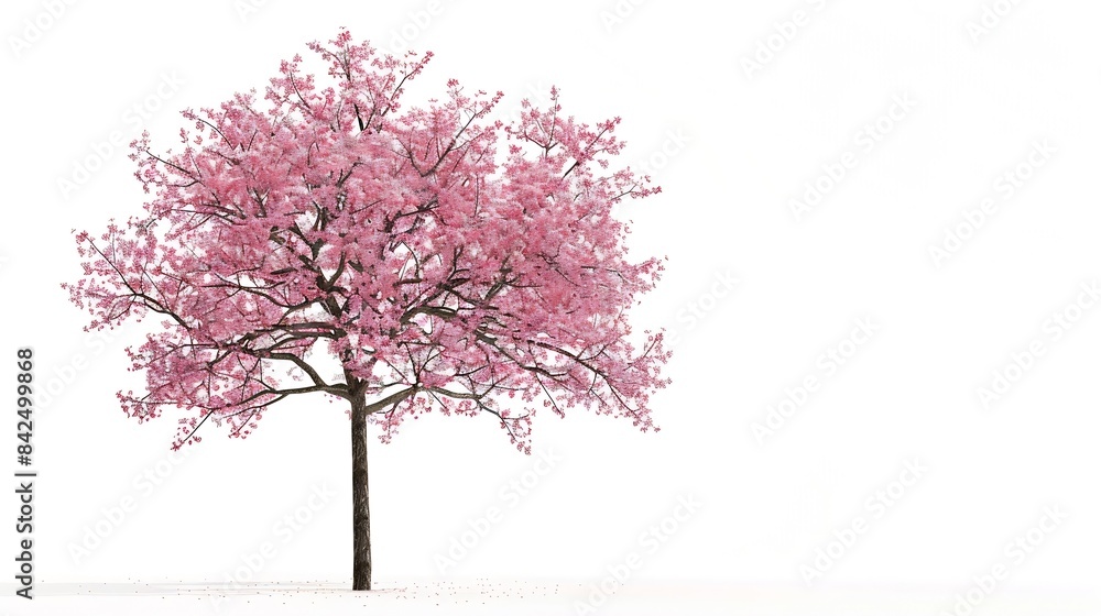 Obraz premium Japanese sakura flower full blooming pink cherry blossoms tree isolated on white background : Generative AI
