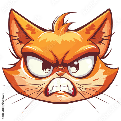 Mad cartoon cat featuring an intense, exaggerated angry expressi