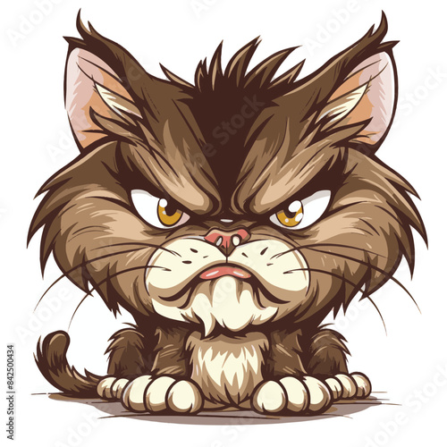 Mad cartoon cat showcasing a livid expression in vector style