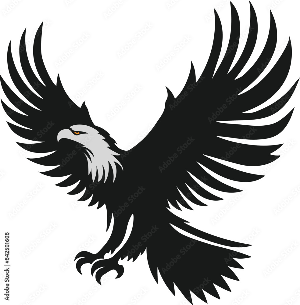 Obraz premium Falcon silhouette vector illustration: a stunning, high-quality graphic featuring a sleek falcon in silhouette.