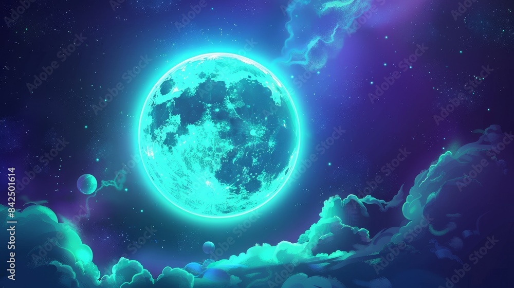 Luna flat design top view luminous animation vivid