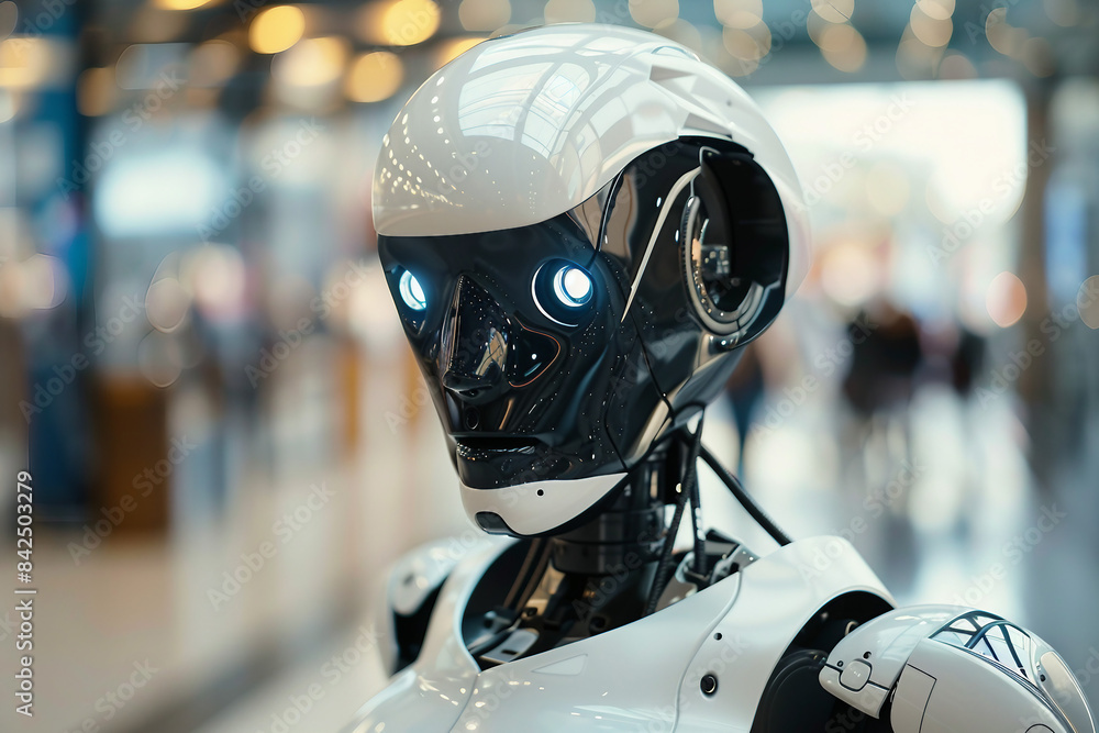 Generative AI creative picture Robot cyborg in activities of daily life routine living together with people Generative AI creative picture Robot cyborg in activities of daily life routine living together with people
