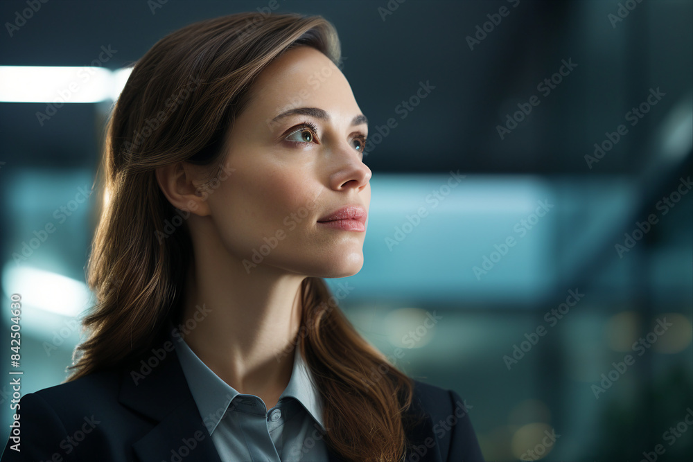 Designed with generative ai technology photo of attractive charming female business company owner in office Designed with generative ai technology photo of attractive charming female business company owner in office