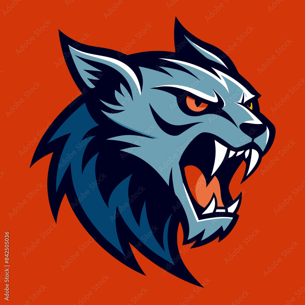 Obraz premium Striking Sports Logo of a Snarling Wildcat in Profile