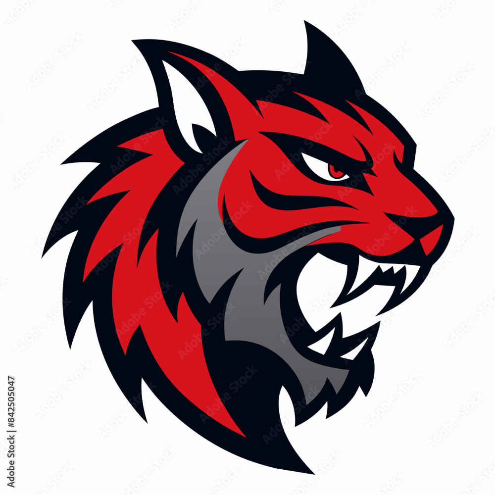 Striking Sports Logo of a Snarling Wildcat in Profile Striking Sports Logo of a Snarling Wildcat in Profile