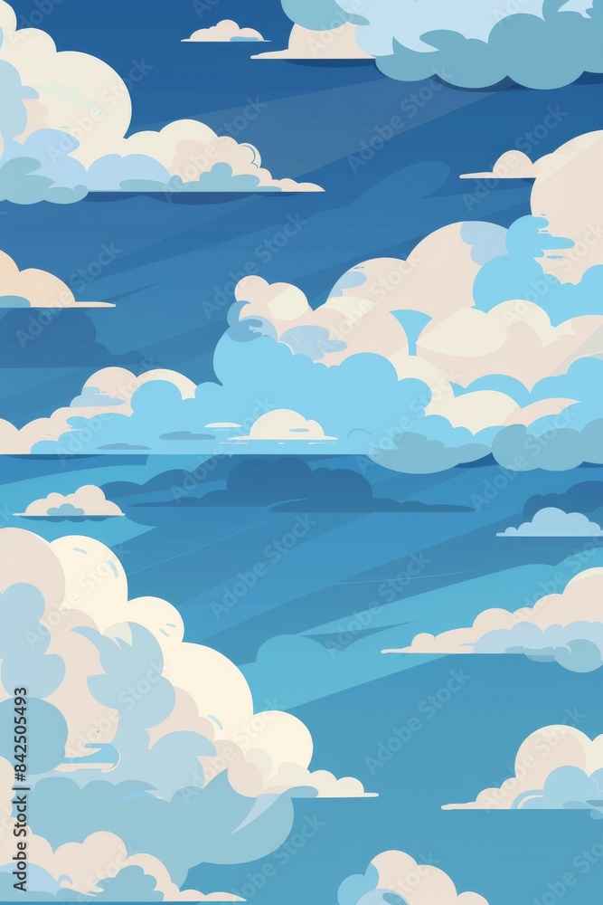 only sky with long horizontal clouds, cirrostratus simple vector style, flat design, centered compostion only sky with long horizontal clouds, cirrostratus simple vector style, flat design, centered compostion
