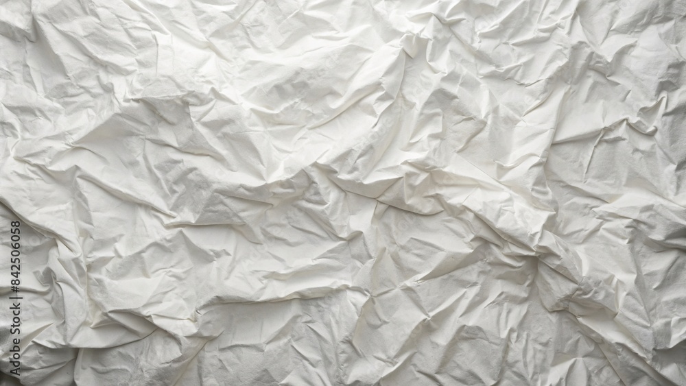 A stark white background with deep creases and wrinkles, creating a ...