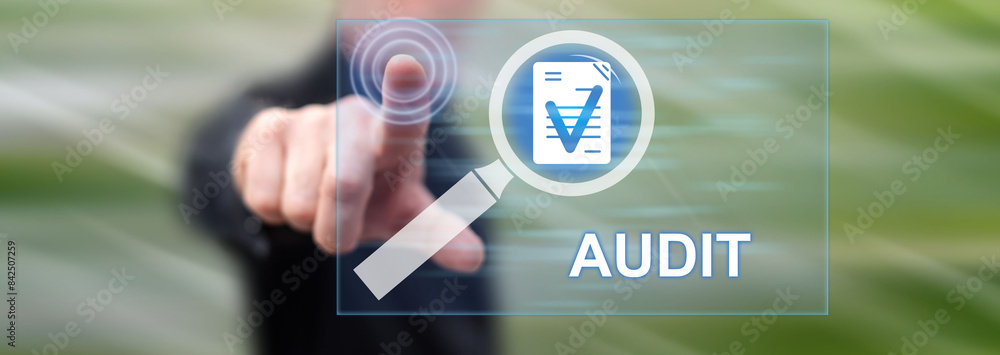 Fototapeta premium Man touching an audit concept
