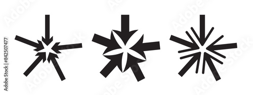 Inward arrow icon vector. Four Arrows icon sign symbol in trendy flat style. Set elements in colored icons. Arrow pointing center vector icon illustration isolated on white background