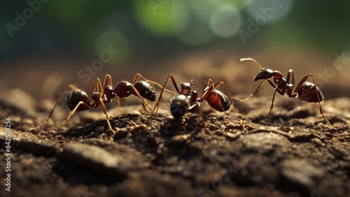 Ants Overcoming Challenges in Their Environment to Ensure Colony Survival
 photo