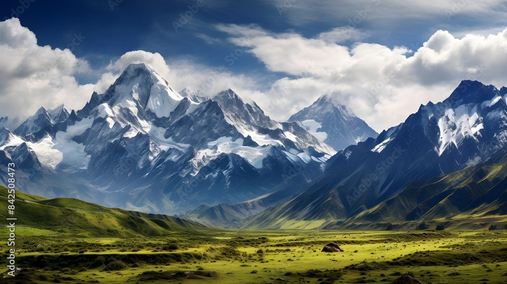 Beautiful panoramic view of the mountains in Kyrgyzstan