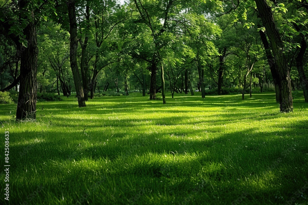Green Woods. Natural Forest Landscape with Lush Greenery and Trees Green Woods. Natural Forest Landscape with Lush Greenery and Trees