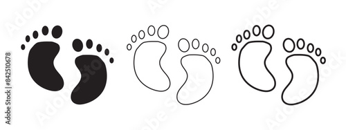 Set of human footprints icons. Family feet prints. footprint icons. foot print vector illustration set . Father mother and child steps. Man woman and baby walk symbol. eps 10