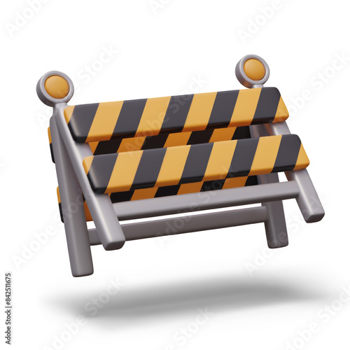 Safety road barrier, portable fence. Collapsible barricade for repair work