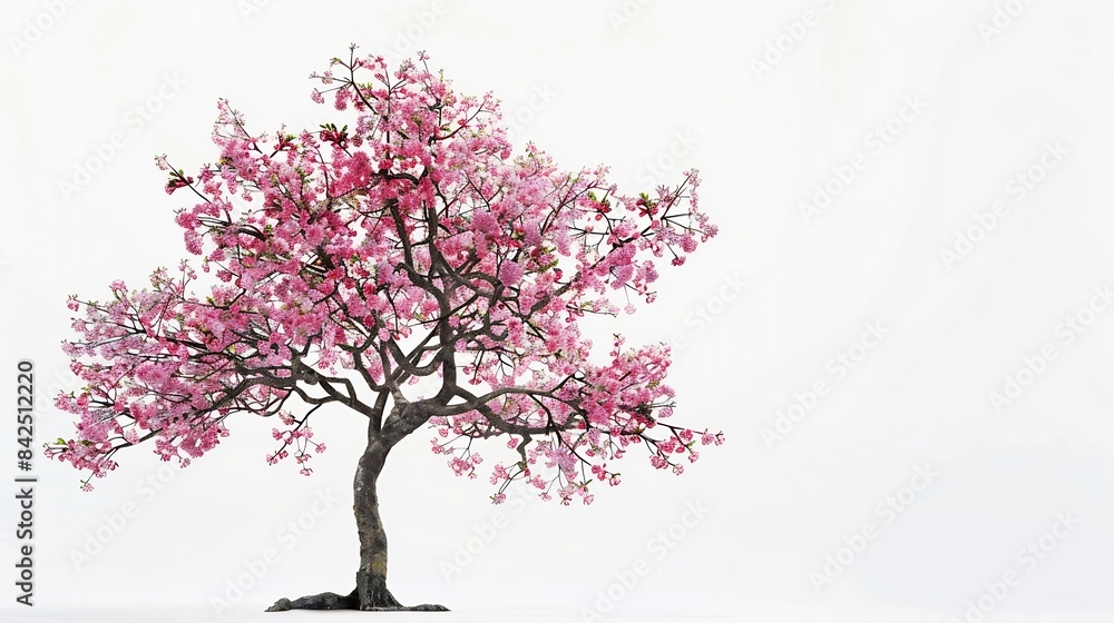 Japanese sakura flower full blooming pink cherry blossoms tree isolated on white background : Generative AI Japanese sakura flower full blooming pink cherry blossoms tree isolated on white background : Generative AI