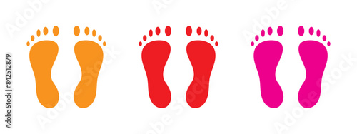 Baby footprint icon collection. Baby feet vector icon. Newborn barefoot icon set.footprint, newborn, kids feet sign. Vector 10 eps.