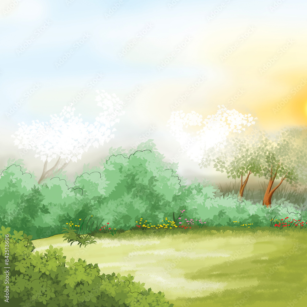 Fototapeta premium Landscape drawing.