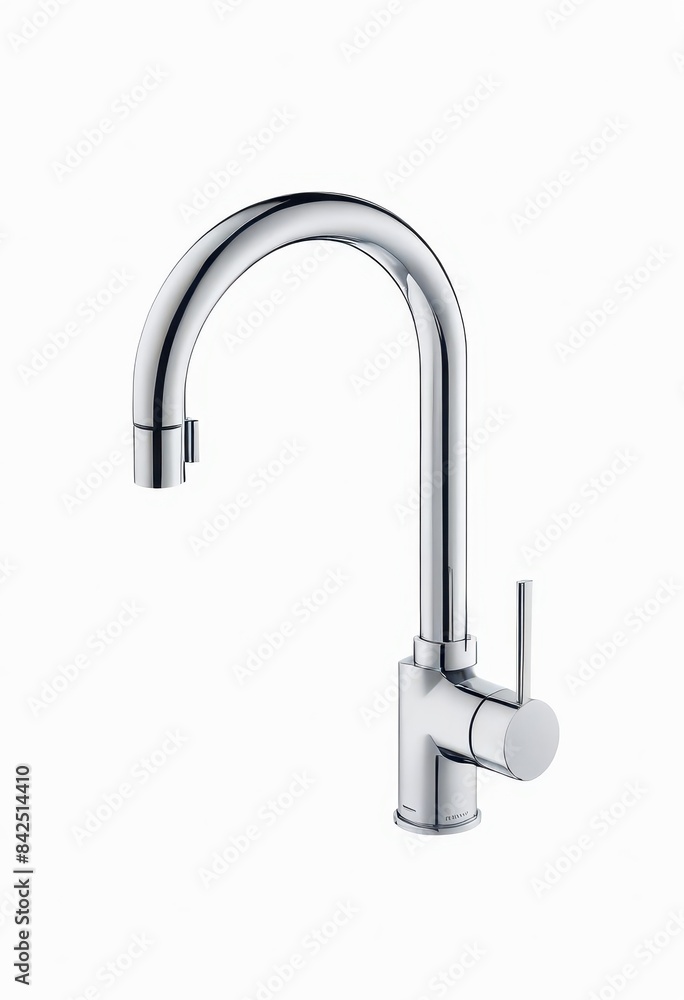 a chrome sink faucet on a white background a chrome sink faucet on a white background