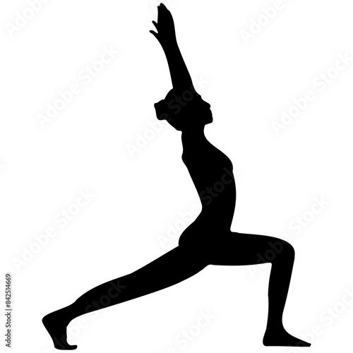 Yoga Woman Silhouette.Silhouettes of woman sitting with legs crossed in padmasana with arms in different positions. Yoga pose for relaxation and meditation. Shapes of slime.the illustration on the the