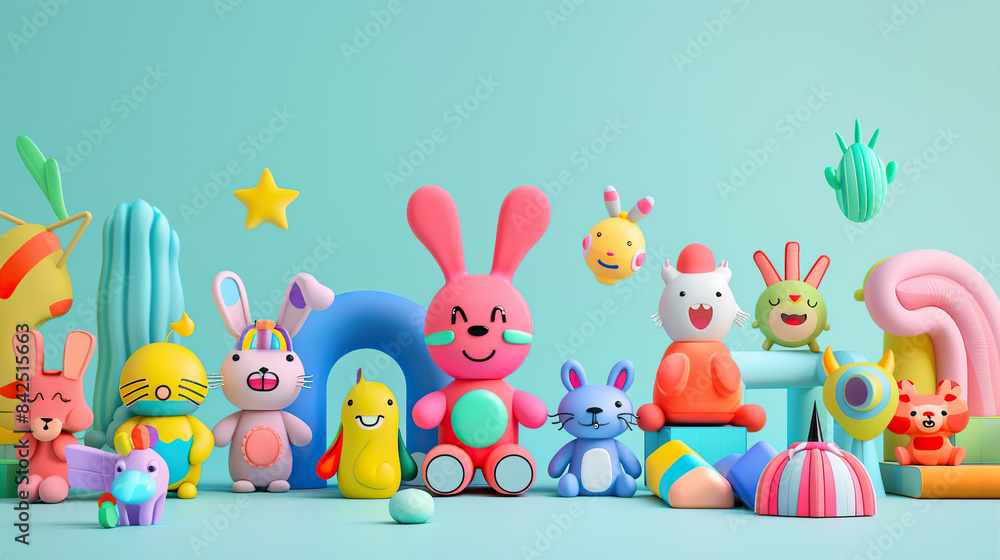 Fototapeta premium I can imagine an image of a birthday cake with candles and cake pops, decorated in an Easter theme with bunnies, eggs, and spring elements, all in a cute and festive styleI can imagine an image of a b