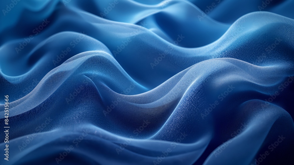 Obraz premium Abstract Close Up of Flowing Blue Fabric with Soft Waves