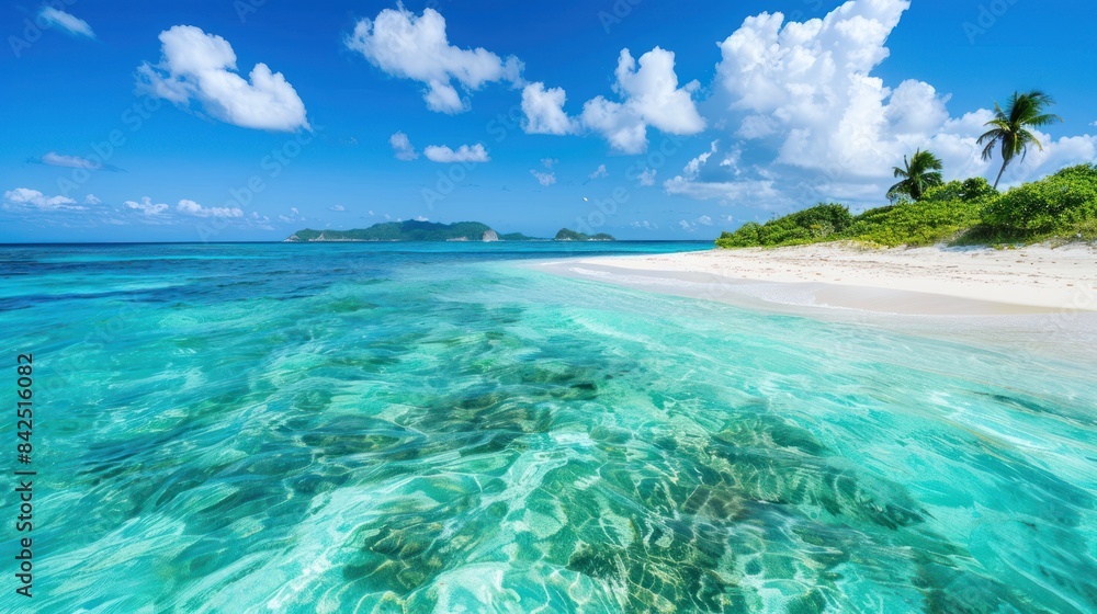 Tropical white sandbar in the middle of the Caribbean Sea, AI generated Tropical white sandbar in the middle of the Caribbean Sea, AI generated