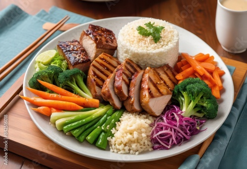 Wallpaper Mural a white plate topped with meat and veggies Torontodigital.ca