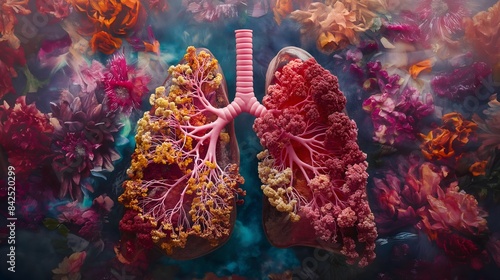 4. Amidst a canvas of contrasting shades, an anatomical exploration unveils the dichotomy between healthy and diseased lungs, serving as a powerful reminder of the importance of respiratory health