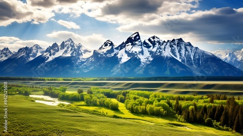 Beautiful panoramic view of Tien Shan mountains, Kyrgyzstan photo