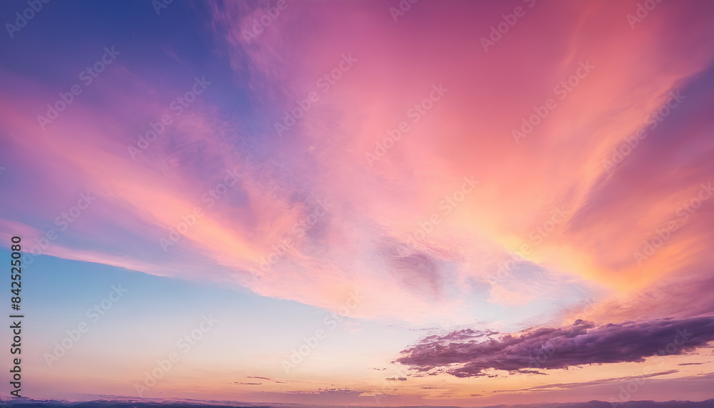 Real majestic sunrise sundown sky background with gentle colorful clouds without birds. Panoramic, big size Real majestic sunrise sundown sky background with gentle colorful clouds without birds. Panoramic, big size