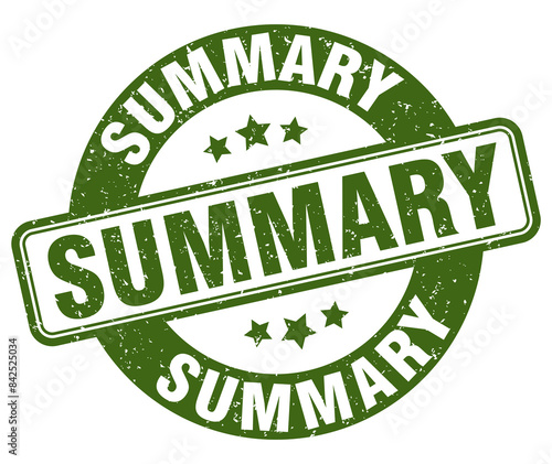 summary stamp. summary label. round grunge sign
