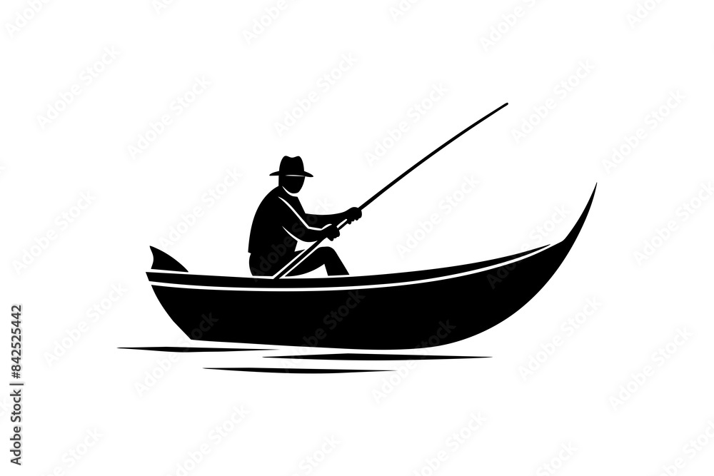 fisherman in a boat silhouette vector illustration fisherman in a boat silhouette vector illustration