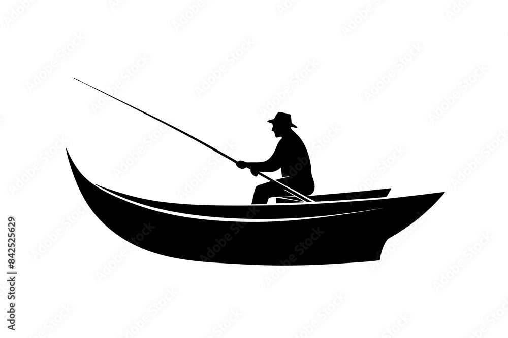 fisherman in a boat silhouette vector illustration fisherman in a boat silhouette vector illustration