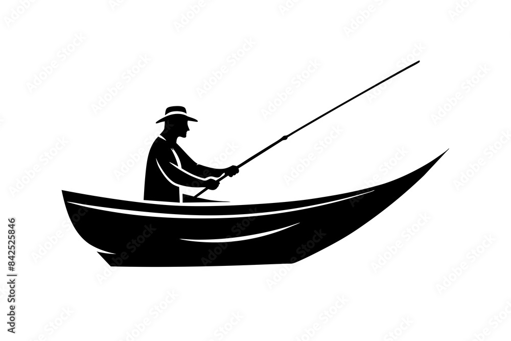 fisherman in a boat silhouette vector illustration fisherman in a boat silhouette vector illustration