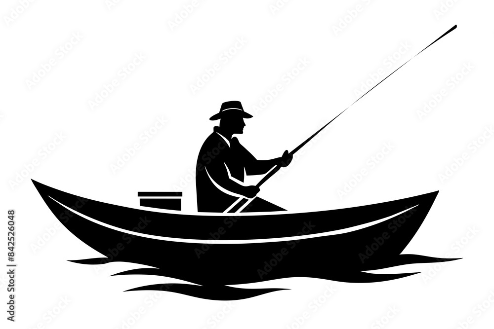 fisherman in a boat silhouette vector illustration fisherman in a boat silhouette vector illustration