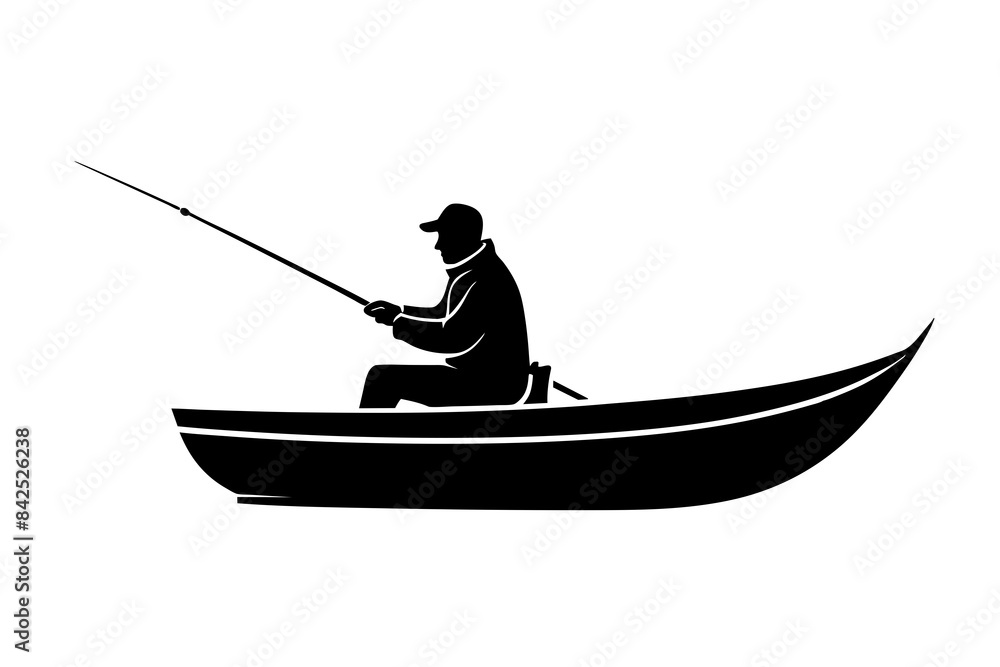 fisherman in a boat silhouette vector illustration fisherman in a boat silhouette vector illustration