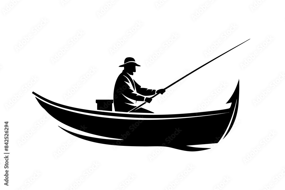 fisherman in a boat silhouette vector illustration fisherman in a boat silhouette vector illustration