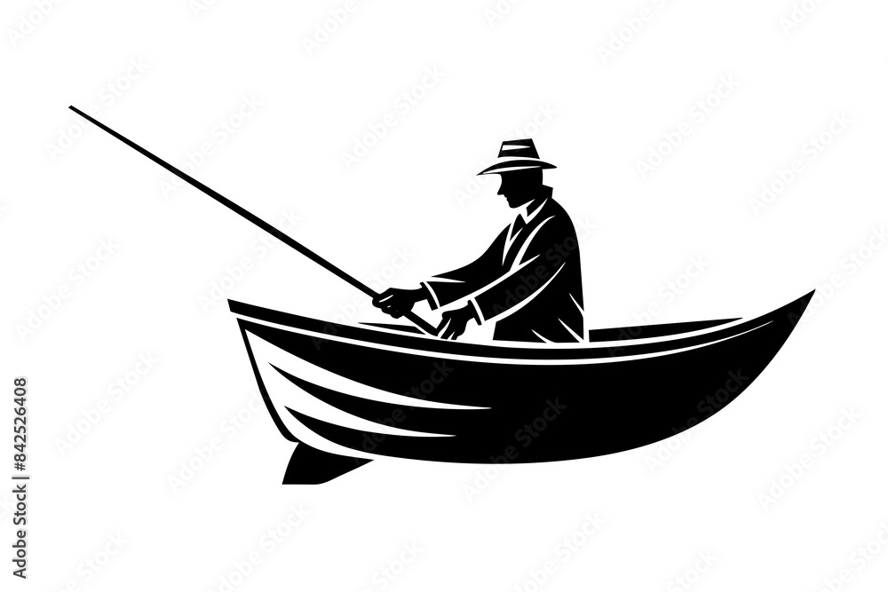 fisherman in a boat silhouette vector illustration fisherman in a boat silhouette vector illustration