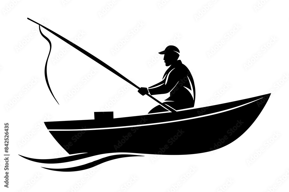 fisherman in a boat silhouette vector illustration fisherman in a boat silhouette vector illustration