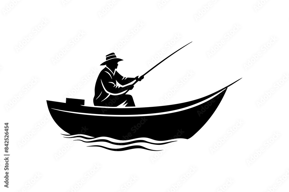 fisherman in a boat silhouette vector illustration fisherman in a boat silhouette vector illustration