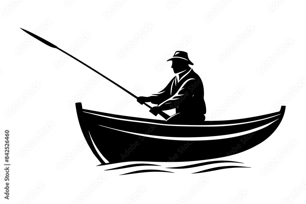 fisherman in a boat silhouette vector illustration fisherman in a boat silhouette vector illustration