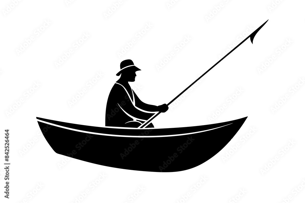 fisherman in a boat silhouette vector illustration fisherman in a boat silhouette vector illustration