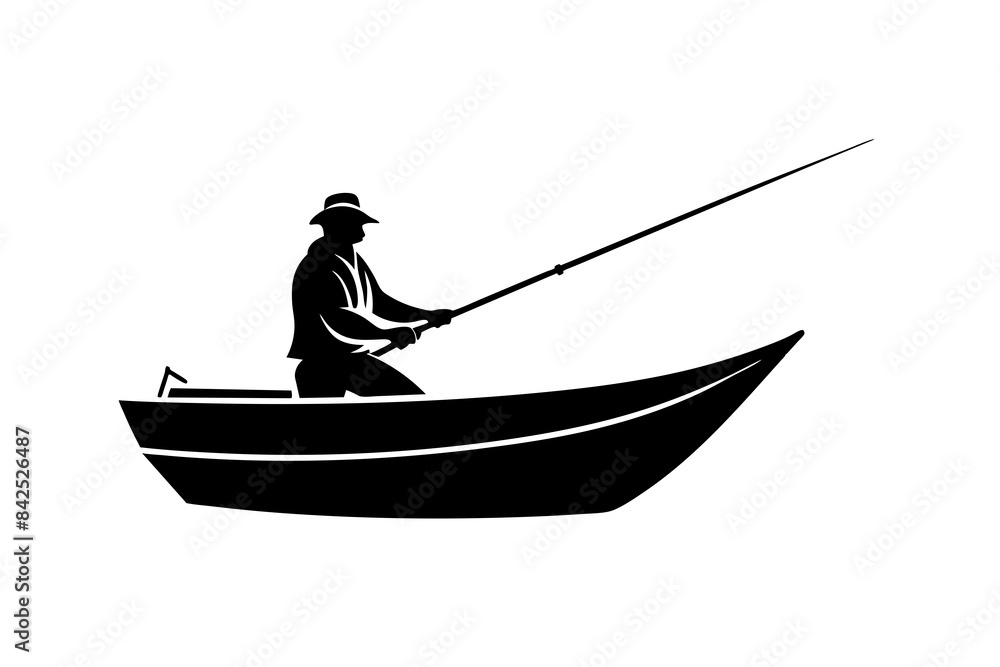 fisherman in a boat silhouette vector illustration fisherman in a boat silhouette vector illustration