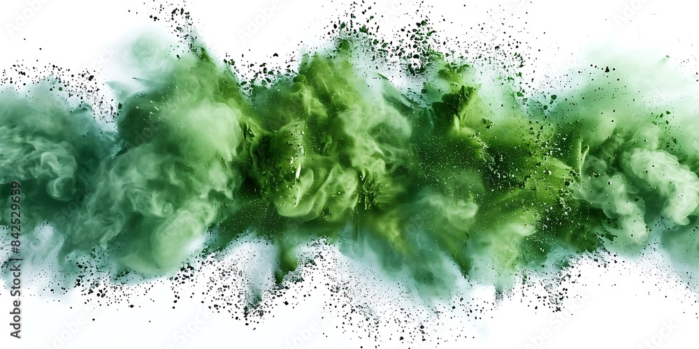 abstract powder splatted background, Freeze motion of green powder exploding/throwing green, Abstract emerald dust explosion on white background abstract powder splatted background, Freeze motion of green powder exploding/throwing green, Abstract emerald dust explosion on white background