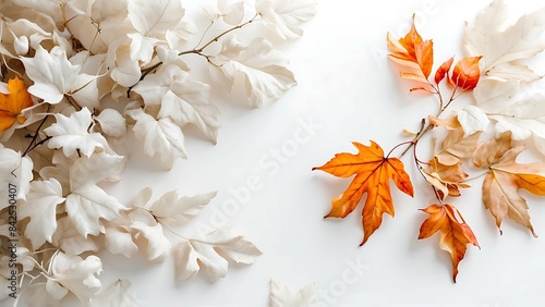 Minimalistic autumn leaves white background © ASGraphicsB24