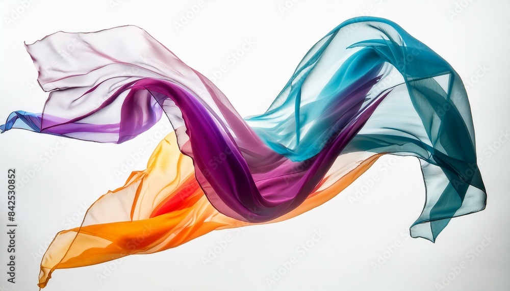 Smooth elegant colorful cloth separated on white background. Texture of flying fabric. Smooth elegant colorful cloth separated on white background. Texture of flying fabric.