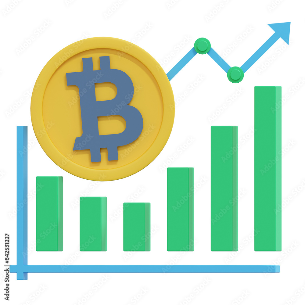 bitcoin trading chart 3d crypto icon illustration bitcoin trading chart 3d crypto icon illustration