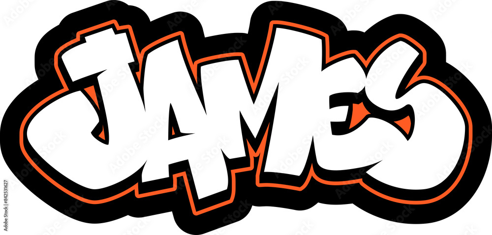 Hash Tag James ภาพประกอบสต็อก JAMES Graffiti Name, street art urban wall tag style ...
